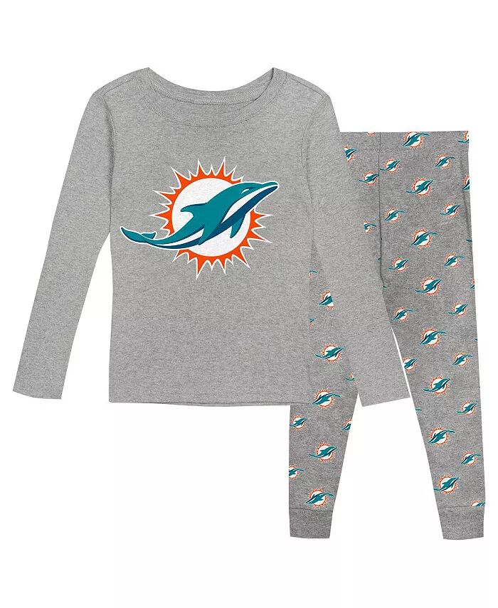 

Футболка с длинным рукавом и штаны для дошкольников Heather Grey Miami Dolphins Outerstuff