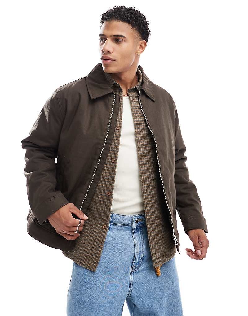 

Jack & Jones – утепленная хлопковая плотницкая куртка с воротником коричневого цвета