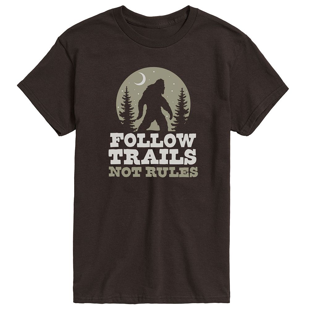 

Мужская футболка с рисунком Follow Trails Not Rules Sasquatch Licensed Character, цвет Dark Brown