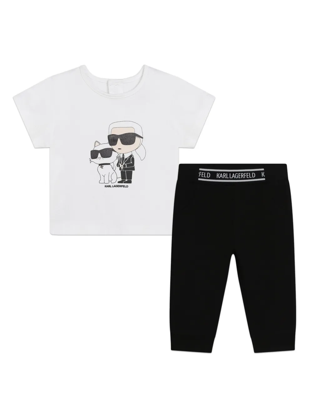 

Комплект из футболки и легинсов с принтом Ikonik Karl And Choupette KARL LAGERFELD KIDS, белый
