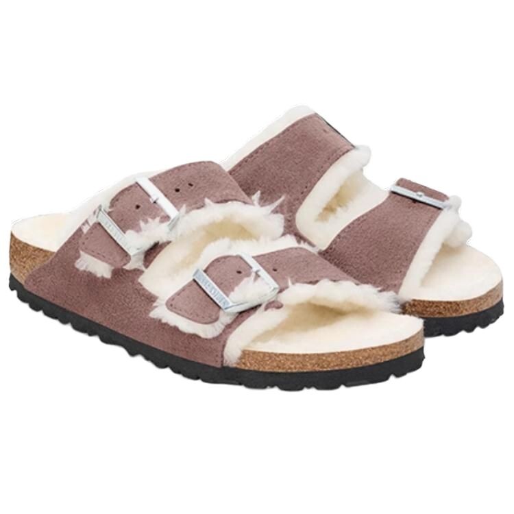 Сандалии на меху Birkenstock Arizona Shearling Suede Leather, фиолетовый — фото 3