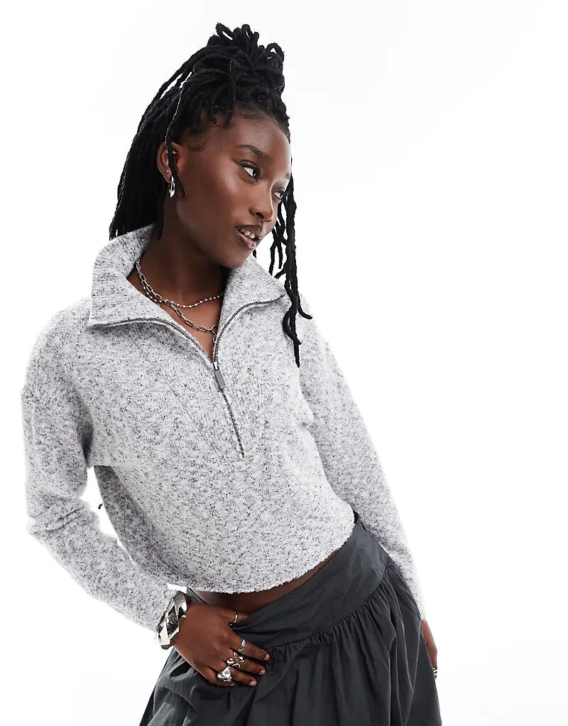 

Джемпер Native Youth с воротником-стойкой и молнией серого меланжевого цвета