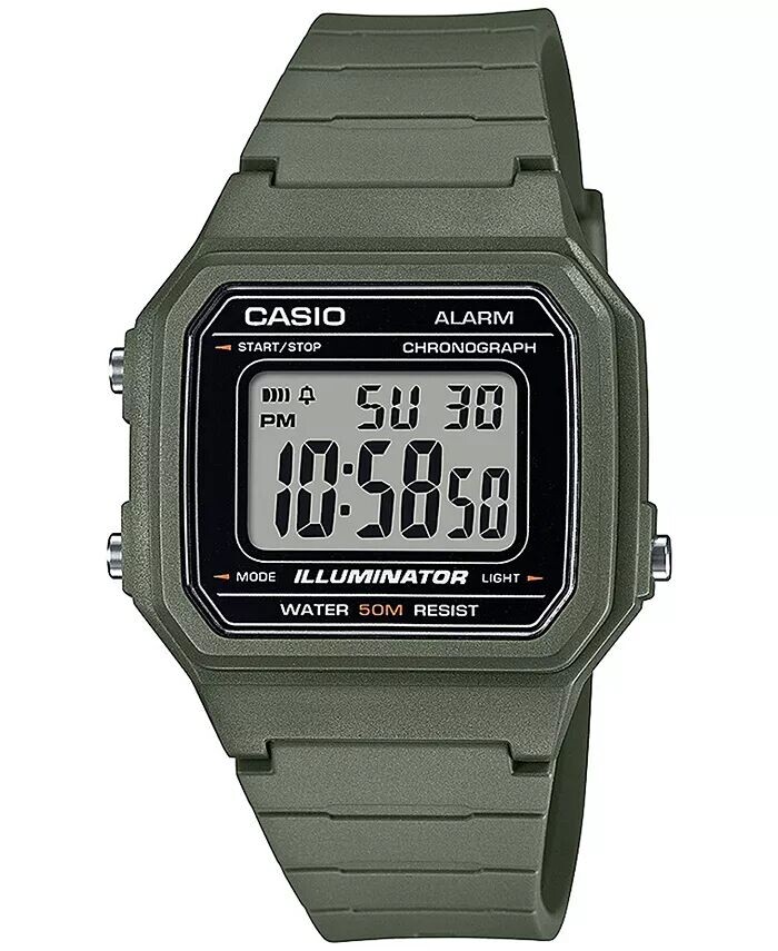 

Мужские цифровые часы с зеленым ремешком из смолы 41 мм, W217H-3AV Casio