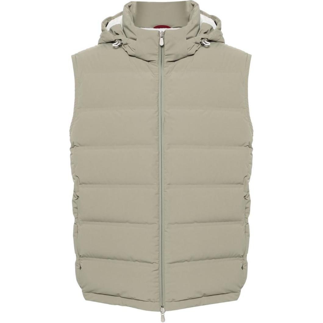 

Худи-жилет на молнии с капюшоном Brunello Cucinelli, оливковый