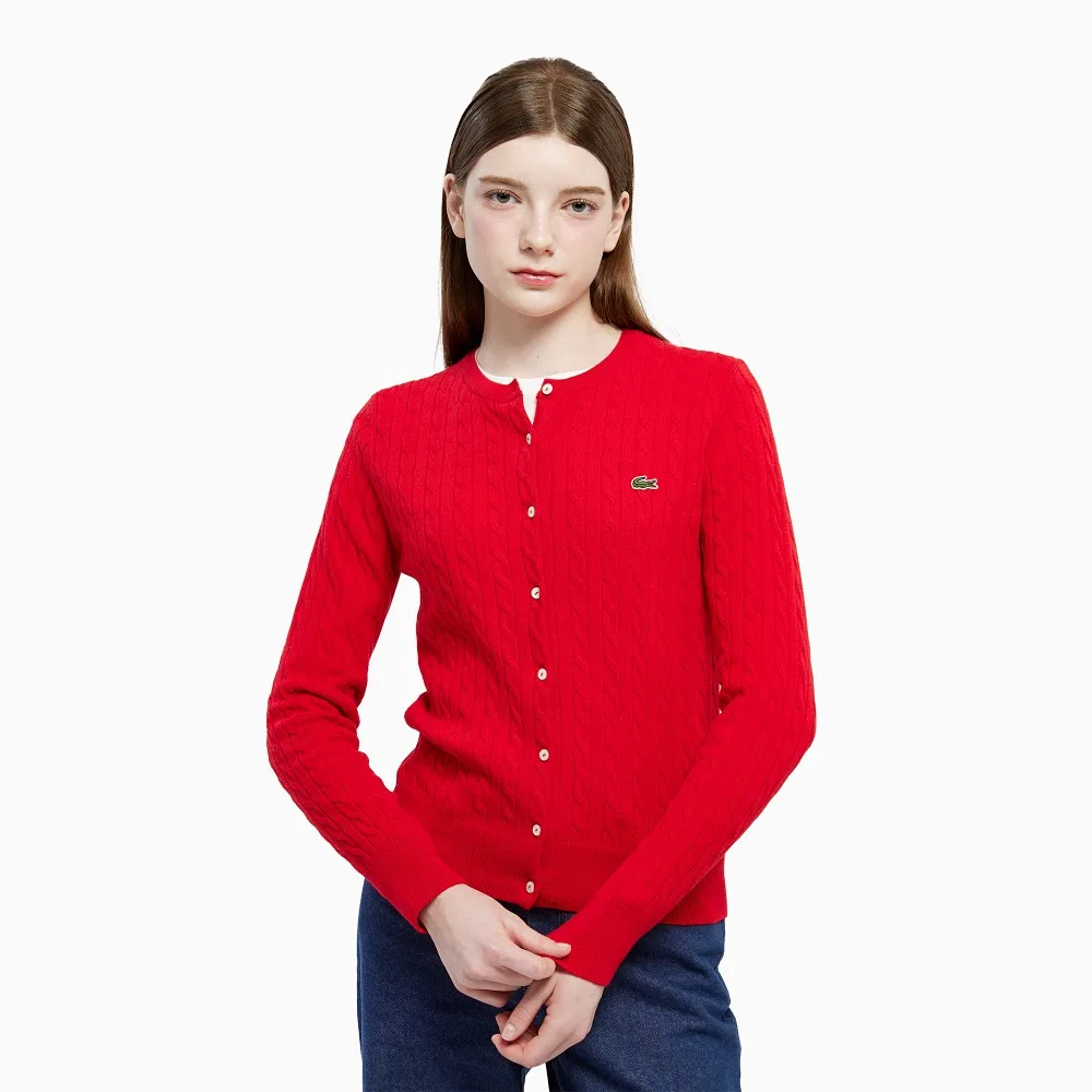 Кардиган Lacoste Красный вязаный с круглым вырезом — фото 3