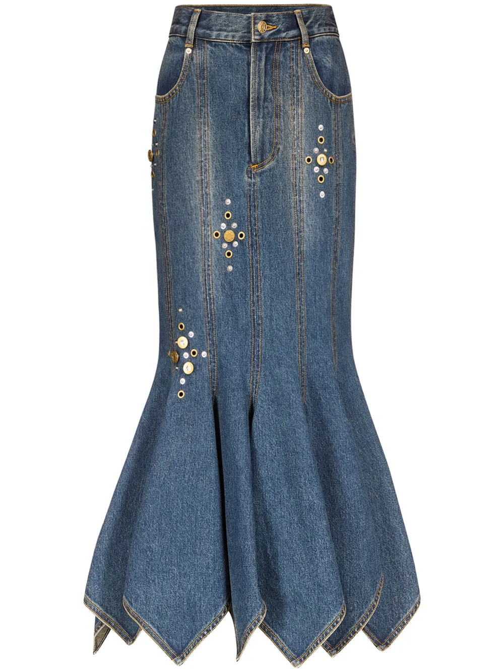 

Юбка миди с заклепками AREA, синий