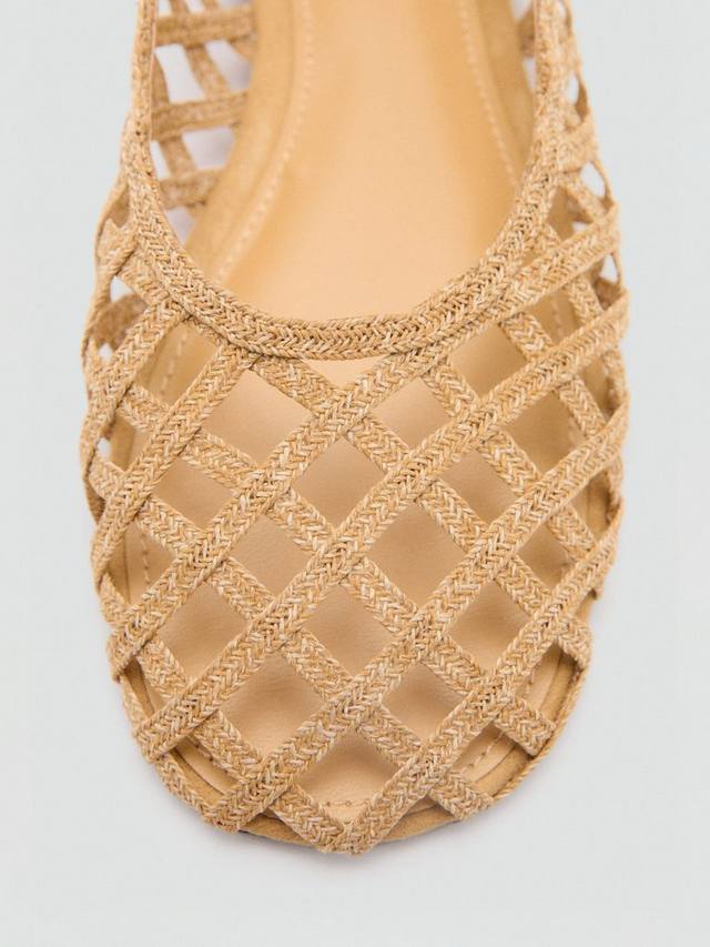 Ros Open Weave балетки на каблуке Mango, Medium Brown — фото 4