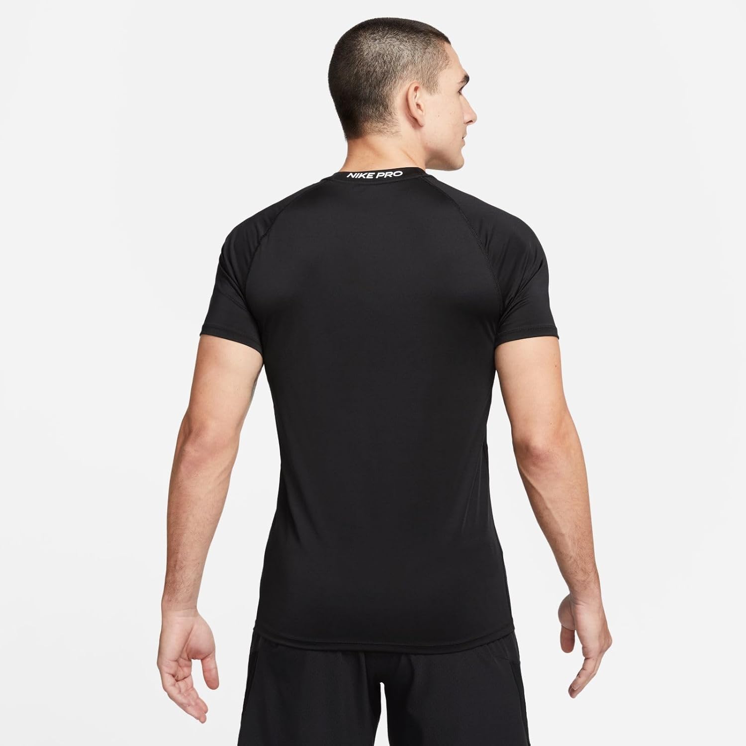 Мужская футболка Nike Pro Dri-fit Slim с коротким рукавом, Black/White — фото 3