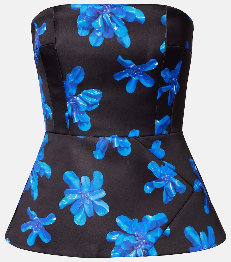 

Реган топ-бюстье с цветочным принтом genzianella Emilia Wickstead, Electric Blue Floral On Black