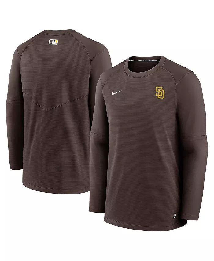 Мужская коричневая футболка с длинным рукавом Authentic Collection Logo Performance San Diego Padres Nike — фото 2