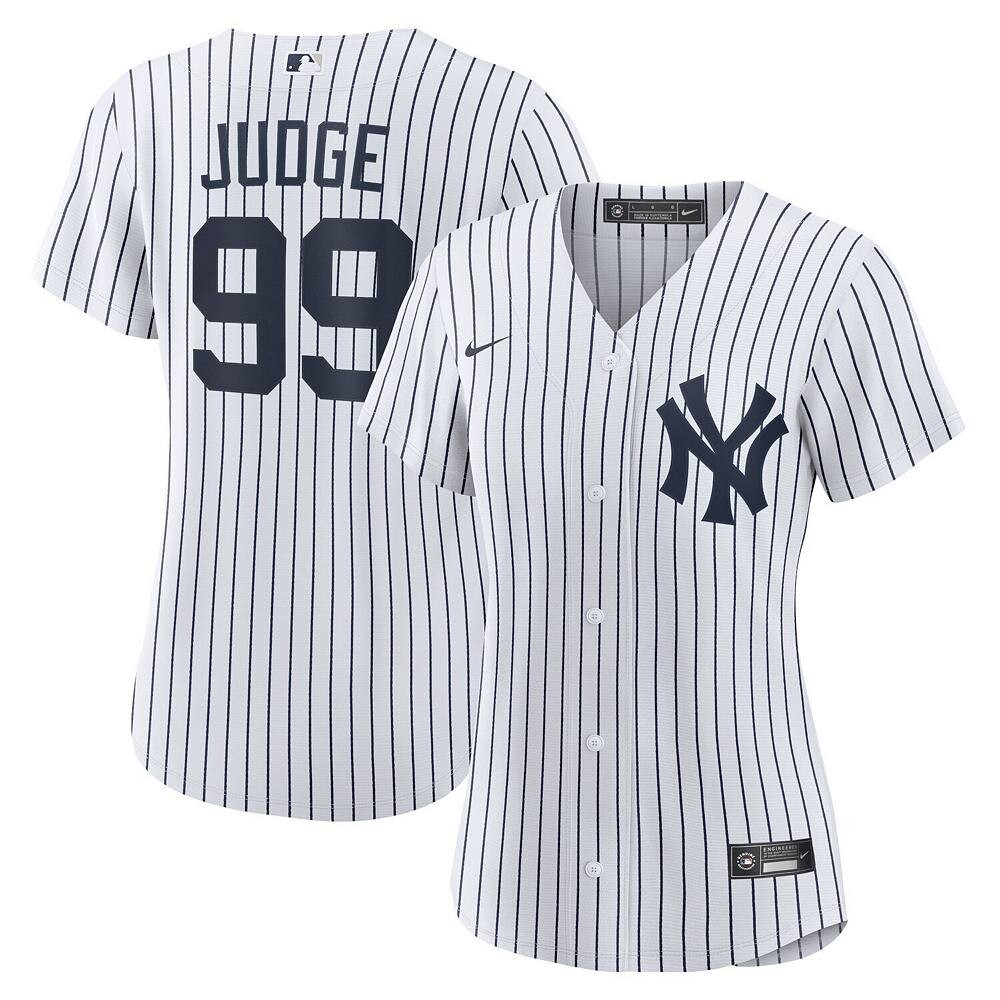 

Женская белая домашняя футболка Nike Aaron Judge New York Yankees Replica Player, цвет Ynk White