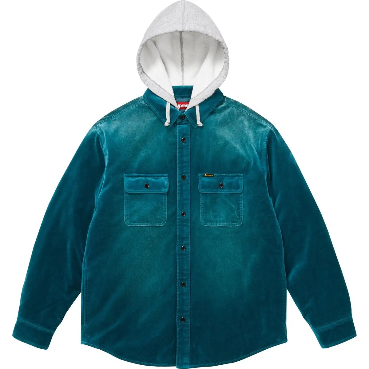 Утепленная стеганая рубашка с капюшоном из вельвета unisex Supreme, лео принт/лео принт — фото 2