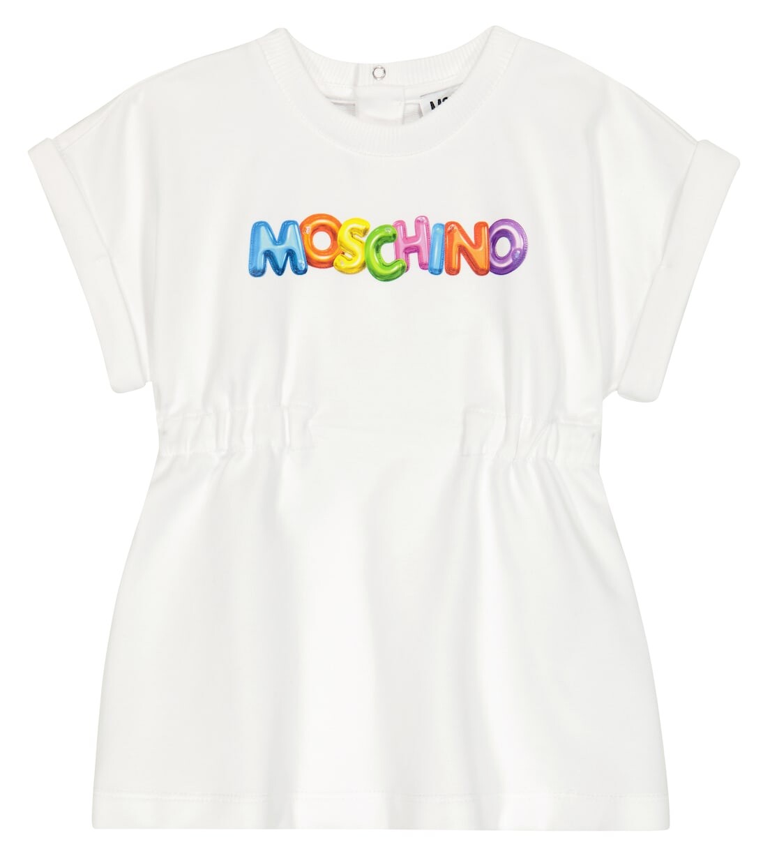 

Платье из хлопкового джерси с детским принтом Moschino Kids, белый