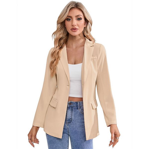 

Женский повседневный блейзер с открытой полой и длинным рукавом Boddysize, Beige