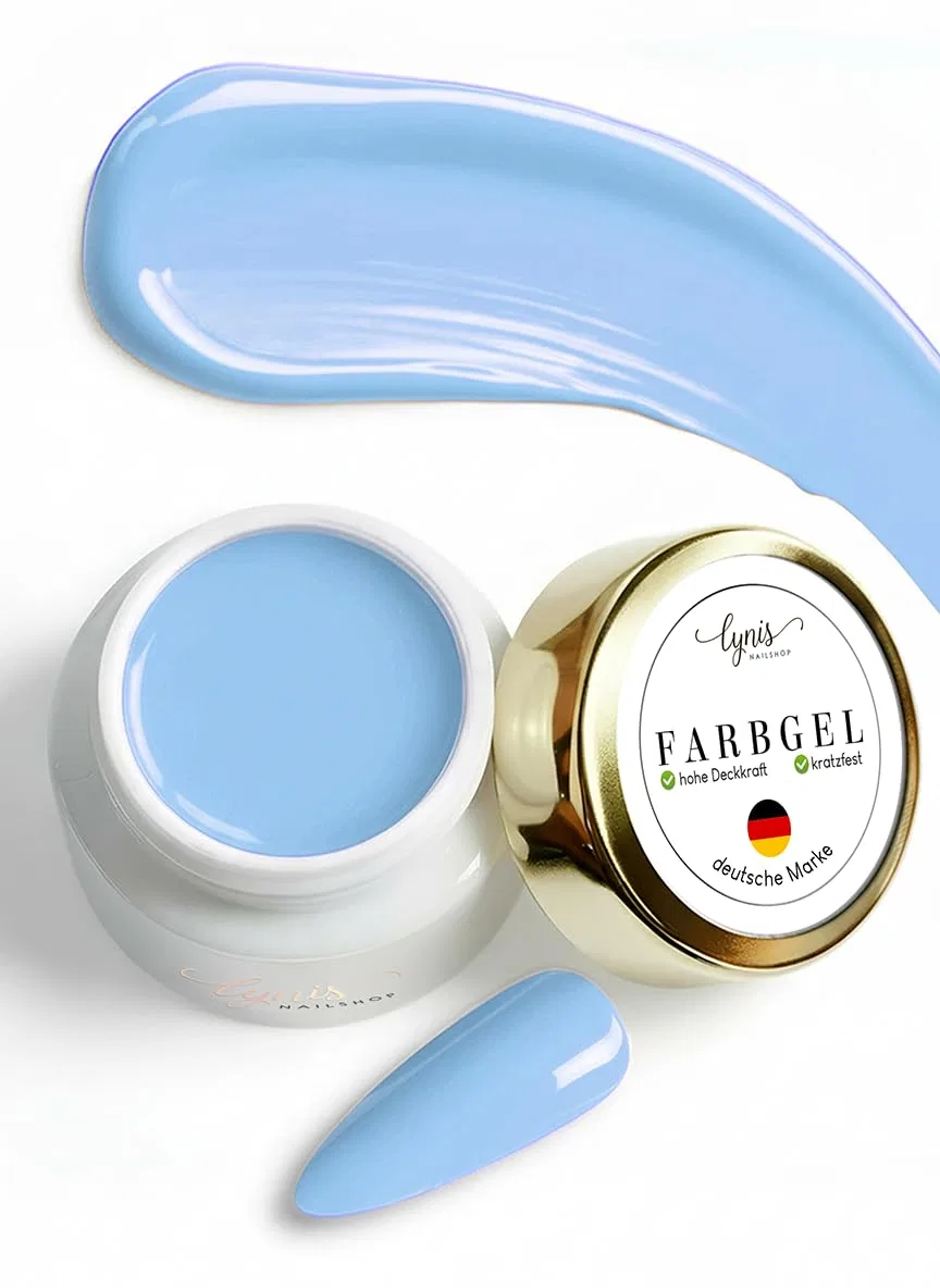 Цветной гель для ногтей «Fresh Sky» пастельно-голубой от Lynis-Nailshop.de Lynis Nailshop, Pastel Blue Light