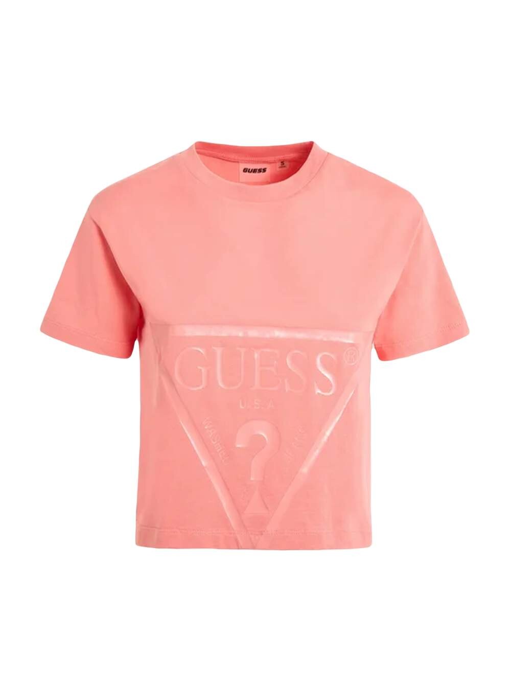 

Футболка классического треугольника с логотипом Guess, розовый