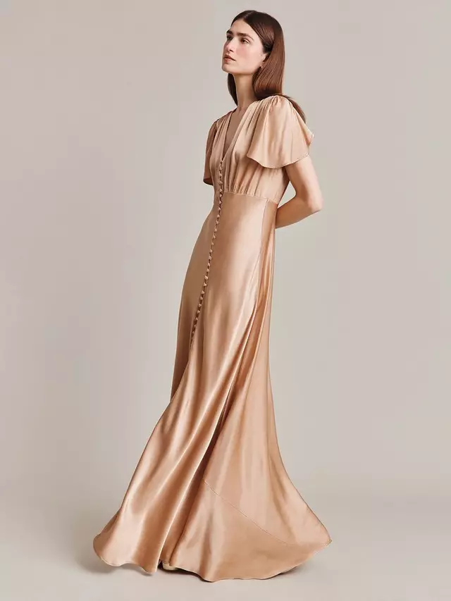 

Платье Ghost Delphine Satin Maxi, цвет dark nude