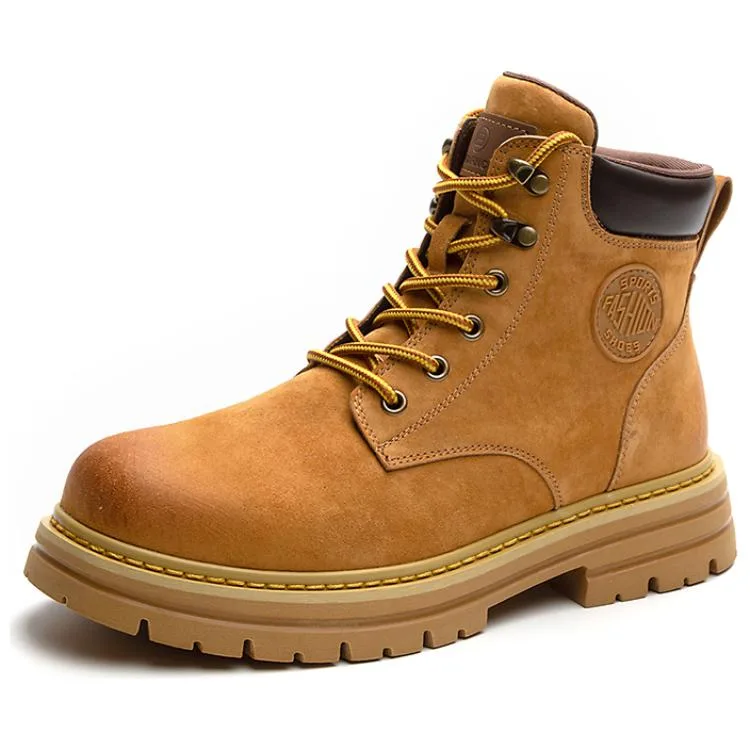 ACEMICKY Короткие армейские ботинки из свиной кожи топ грейн на 5 см, мужские, желтые