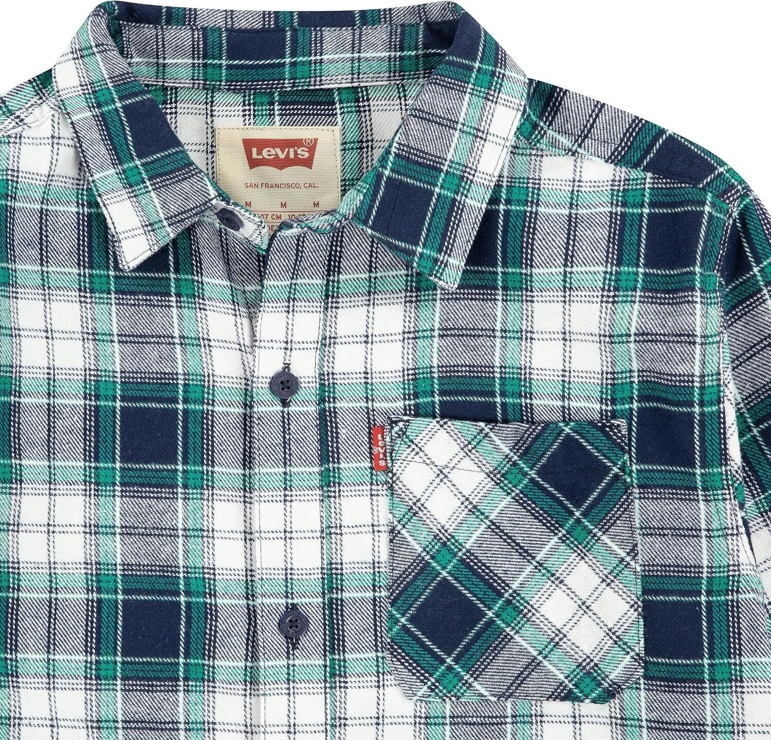 Комплект из 2 рубашек Levi's для мальчиков с длинным рукавом из вафельного трикотажа и фланели, Naval Academy — фото 4