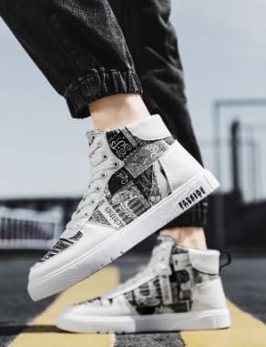 Модные мужские кроссовки Hhhchpm High Top с шнуровкой, повседневная обувь для прогулок на улице - противоскользящие и долговечные, черный — фото 3