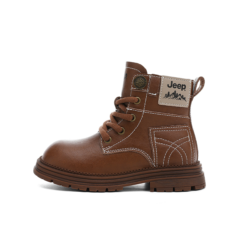 

Термостойкие высокие кожаные ботинки для детей Abrasion Resistant Jeep, caramel коричневый[thin cotton]