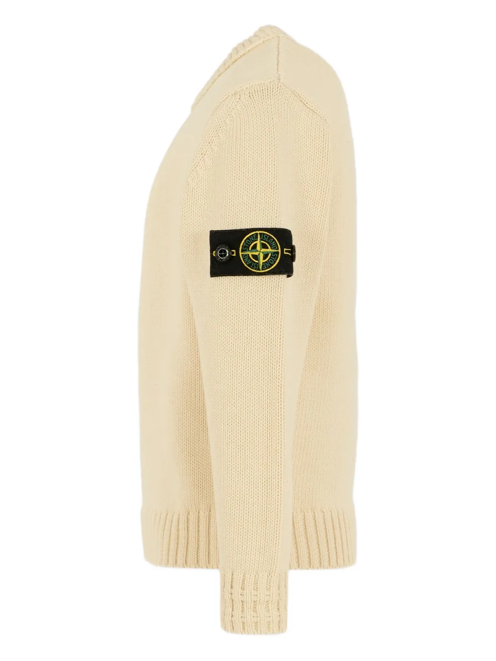 Свитер с круглым вырезом и нашивкой с логотипом Stone Island Junior, нейтральный — фото 3