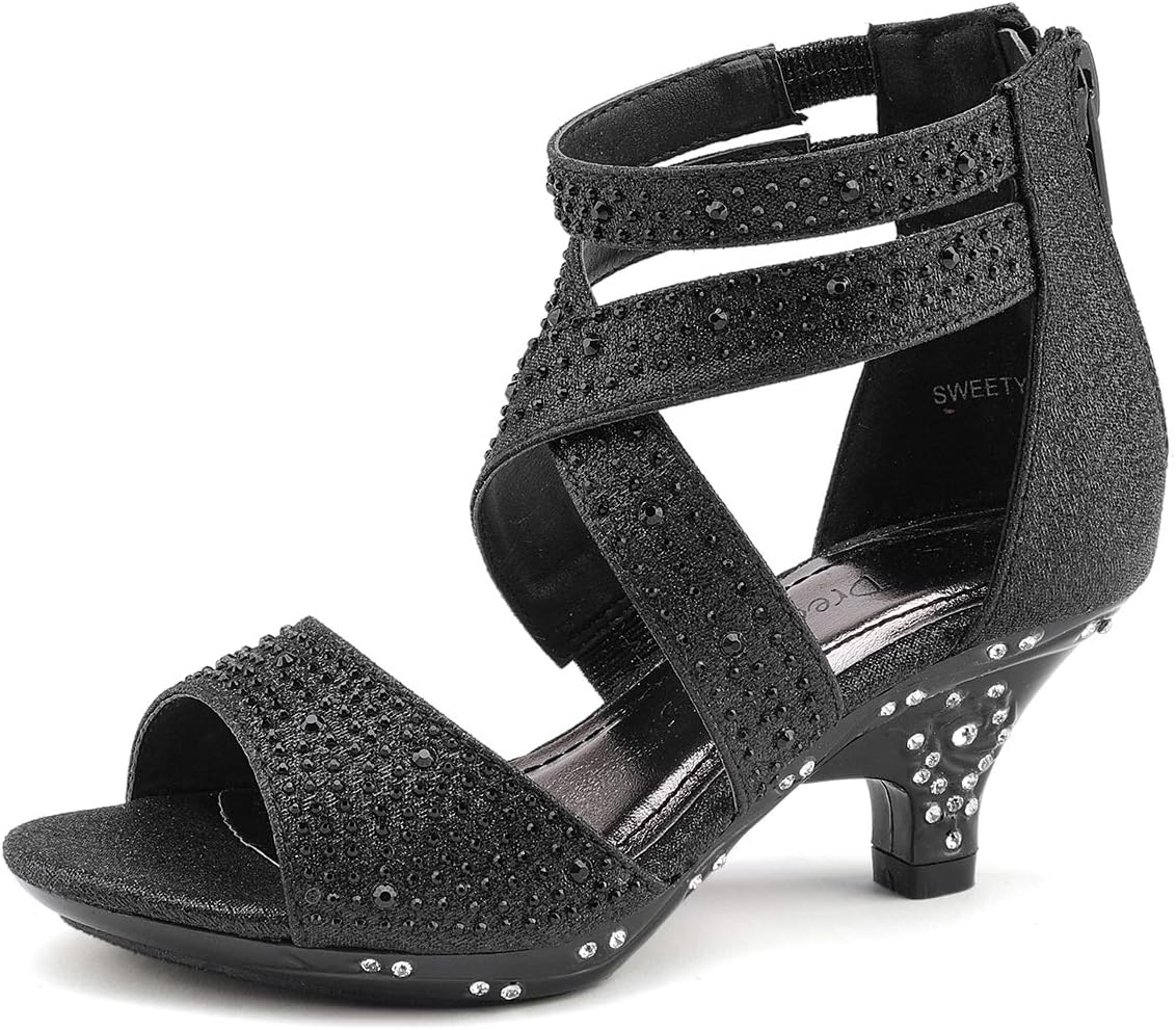 

Сандалии для девочек DREAM PAIRS с низким каблуком, черный