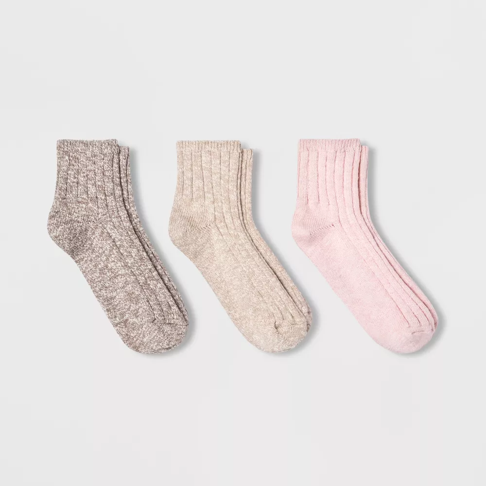 

Женские носки Slub 3pk Ankle Socks Universal Thread, цвет Pink/Cream