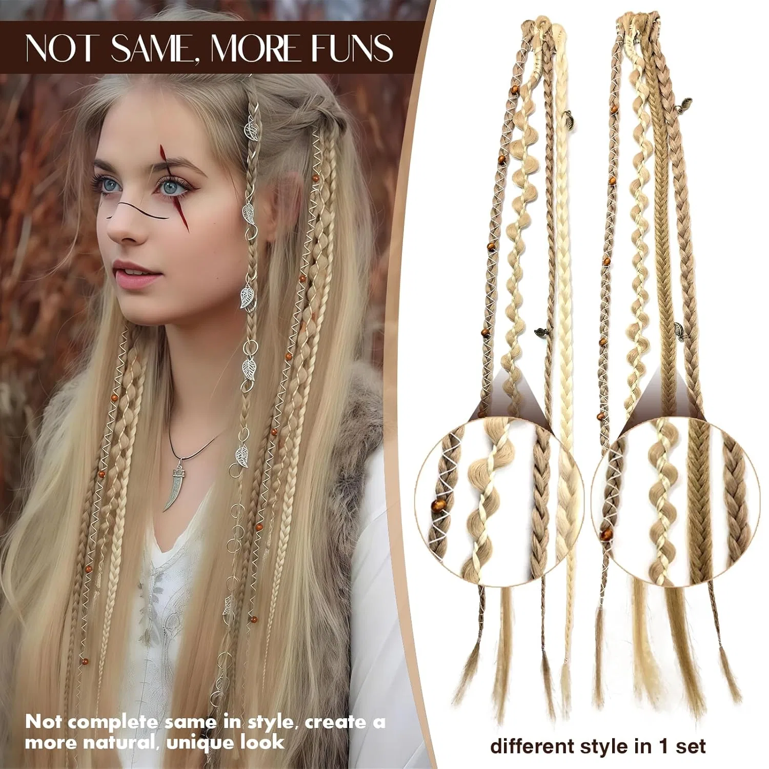 Накладные косы «Boho Braids» с заколками, 50 см Dsoar, Go# — фото 4