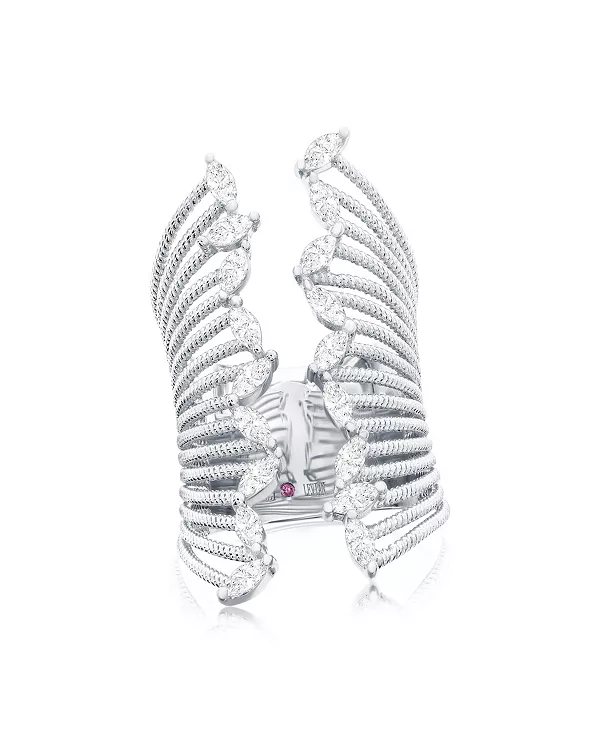 

Широкое открытое кольцо Suzy Levian из стерлингового серебра с белыми кубическими цирконами огранки «маркиз» Suzy Levian New York, white