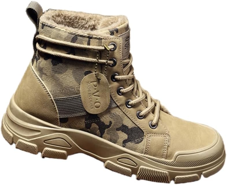 

Мужские короткие ботинки из канвы с толстой подошвой- прочная зимняя обувь Hoalox, бежевый