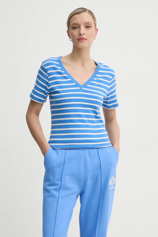 

Хлопковая футболка Tommy Hilfiger, фиолетовый