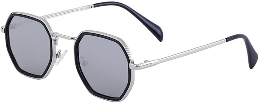 

Женские солнцезащитные очки Polygon класса люкс, модные серебристые зеркальные очки с защитой от УФ-излучения UV400, мужские солнцезащитные очки в металлической оправе TKKTLLT, Silver Silver Mirror