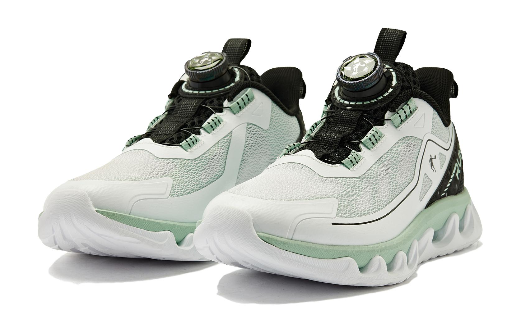 Антискользящие износостойкие низкие детские кроссовки для бега White Green QIAODAN, Jordan White/Cloud Mist Green — фото 3