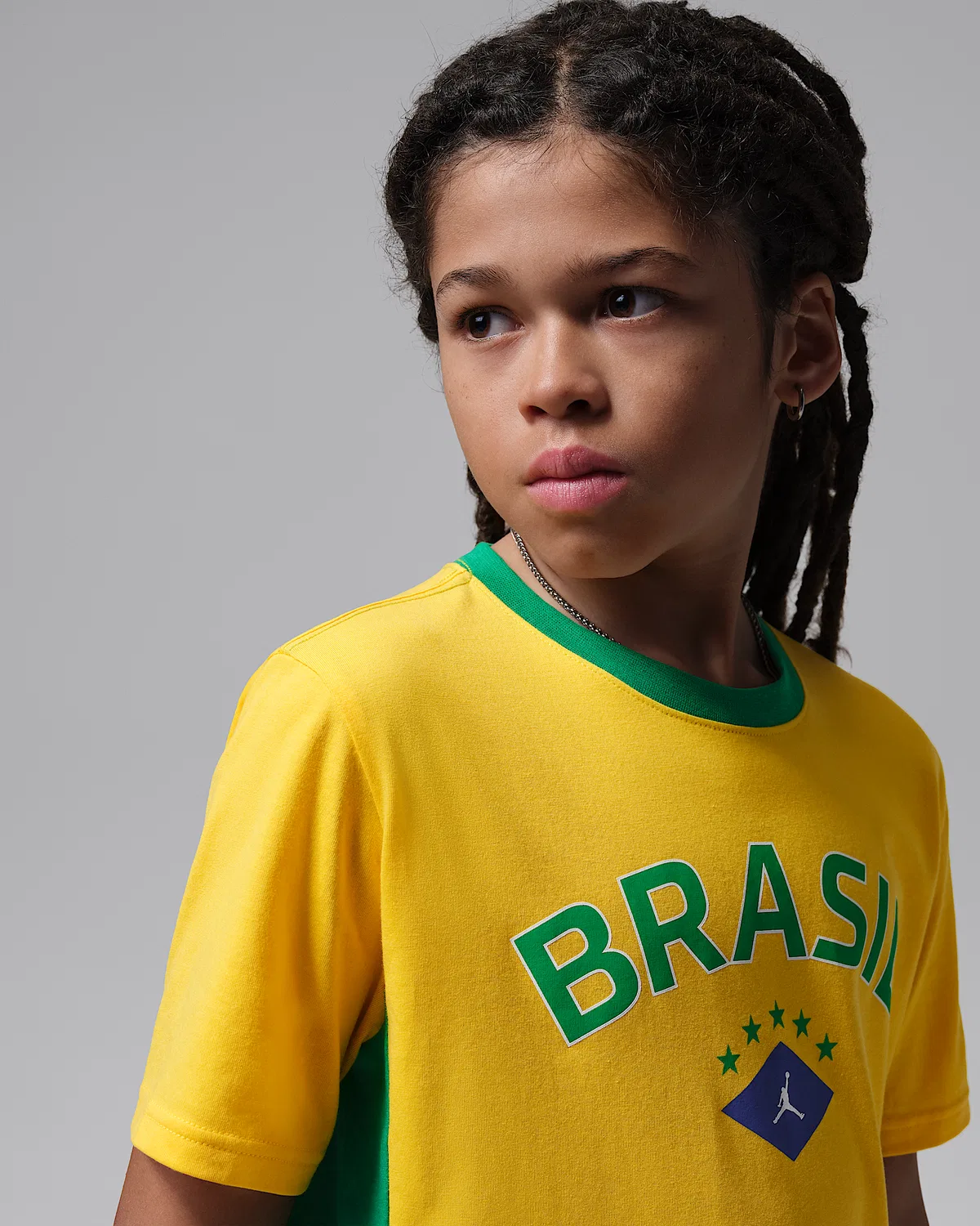 Детская футболка Jordan Brasil Graphic, Yellow/Green/Blue/White — фото 3