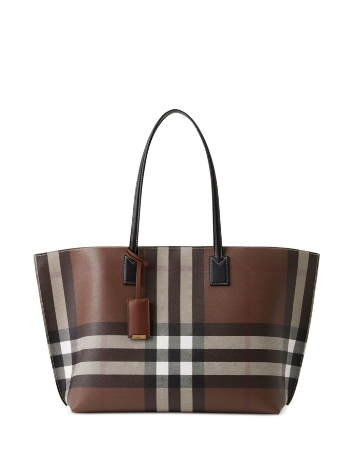 

Клетчатая сумка-тоут Burberry с логотипом, коричневый