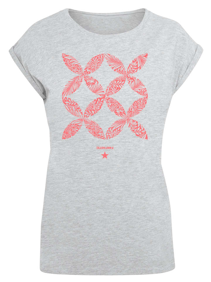 

Футболка с цветочным рисунком в цвете кораллово-серый меланж F4NT4STIC