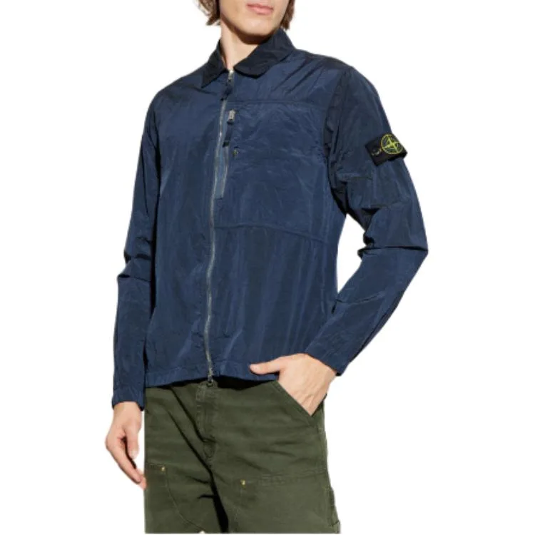 Рубашка-куртка на молнии STONE ISLAND, marine синий — фото 4