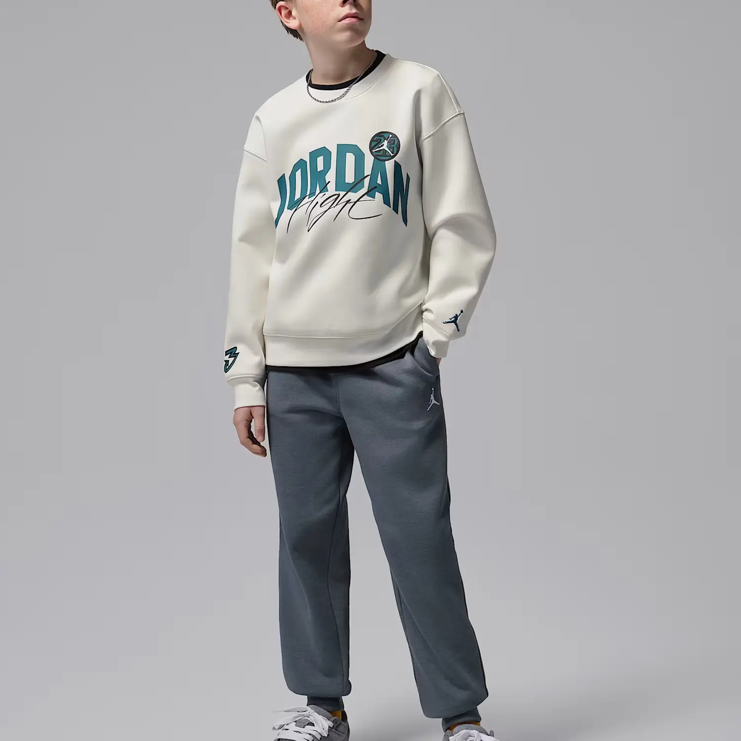 Свитшот FW25 Dynasty Interlock Flight Kids' Jordan, sail белый — фото 3