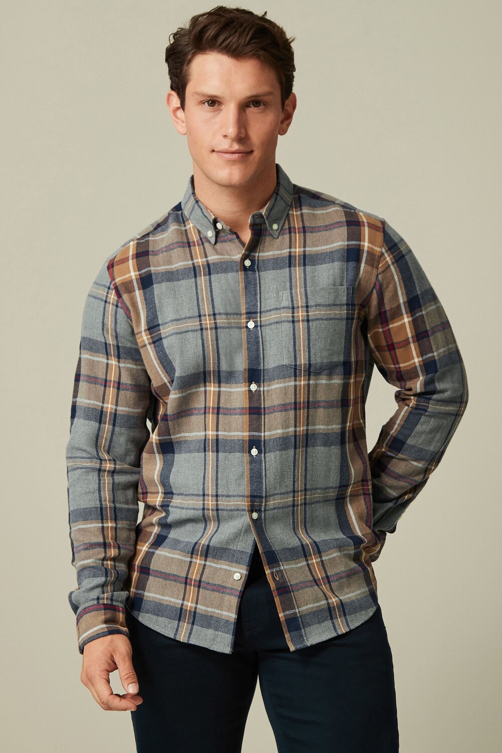 

Клетчатая рубашка с длинными рукавами Next, серый