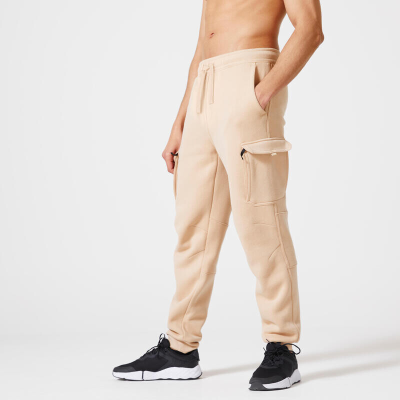 

Мужские брюки для бега для фитнеса 520 бежевые DOMYOS, цвет beige