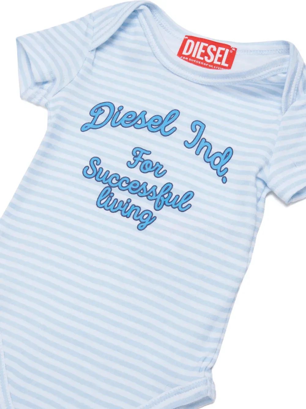 Полосатый боди с логотипом Diesel Kids, синий — фото 3