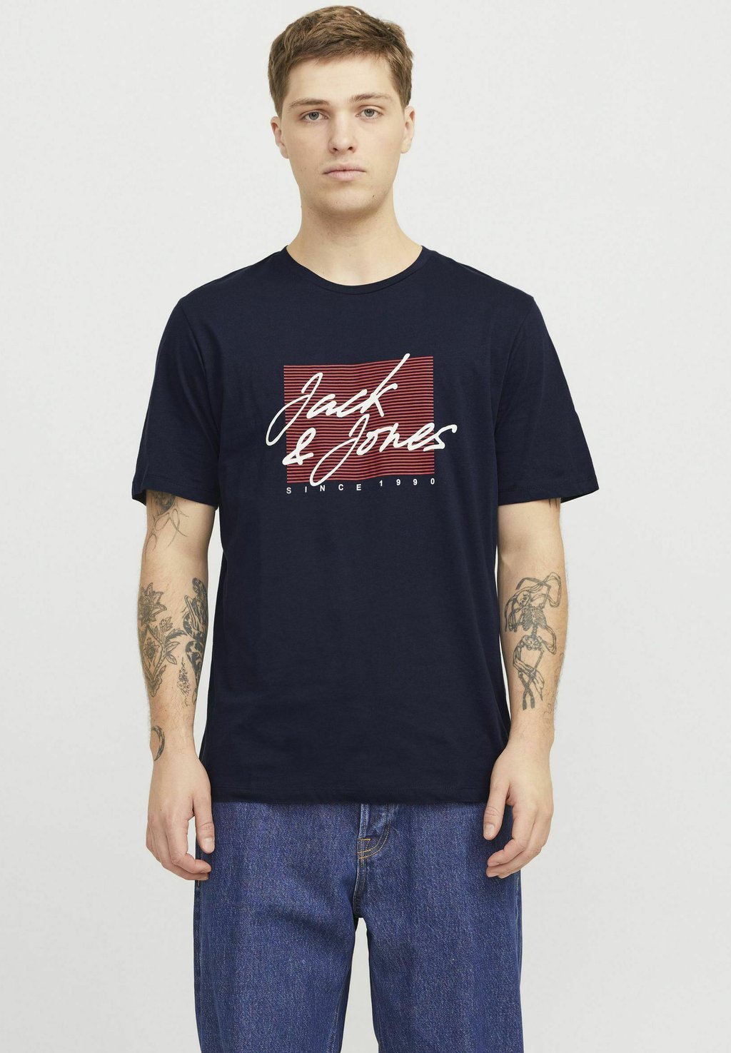 

Футболка с принтом LOGO RUNDHALSAUSSCHNITT Jack & Jones, темно-синий