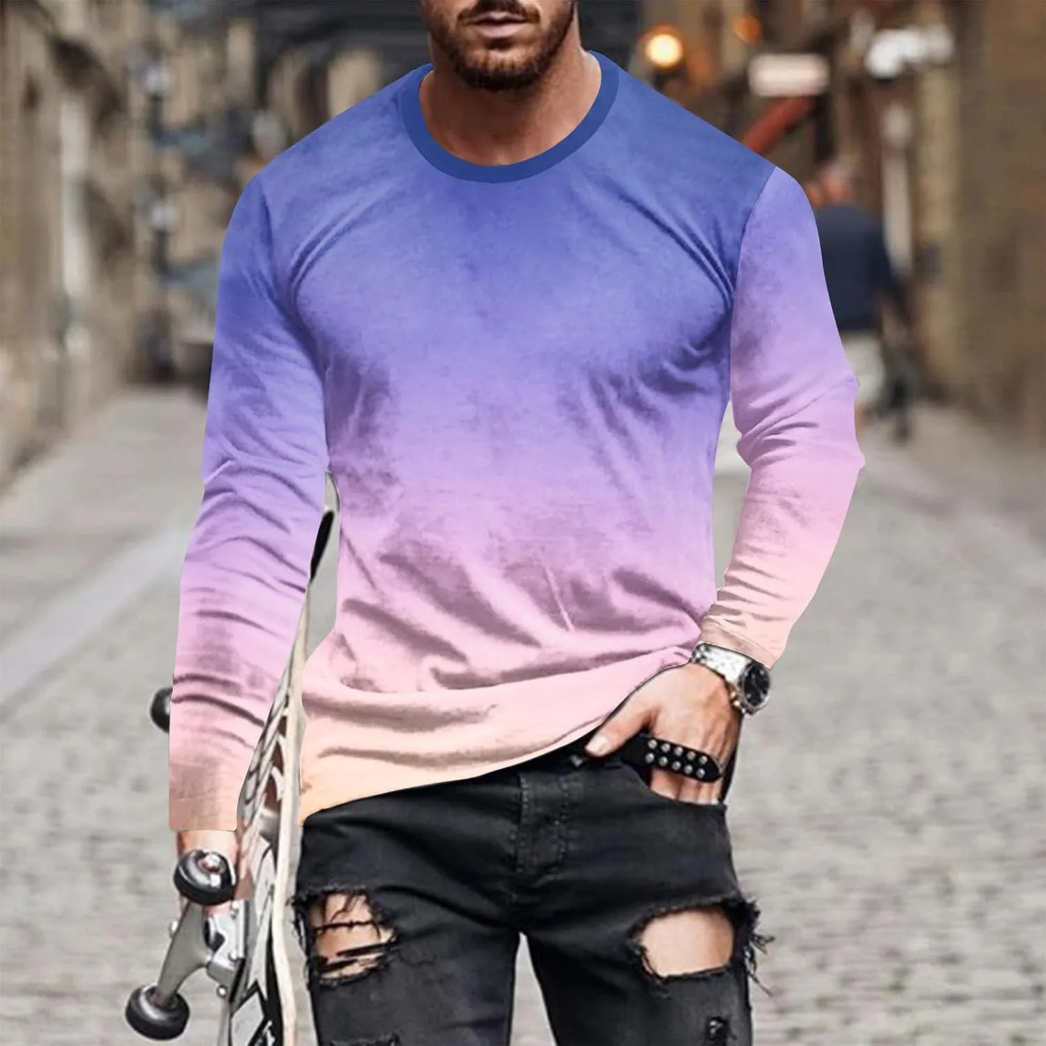 Мужская футболка с длинным рукавом Casual Fall Crewneck — фото 2