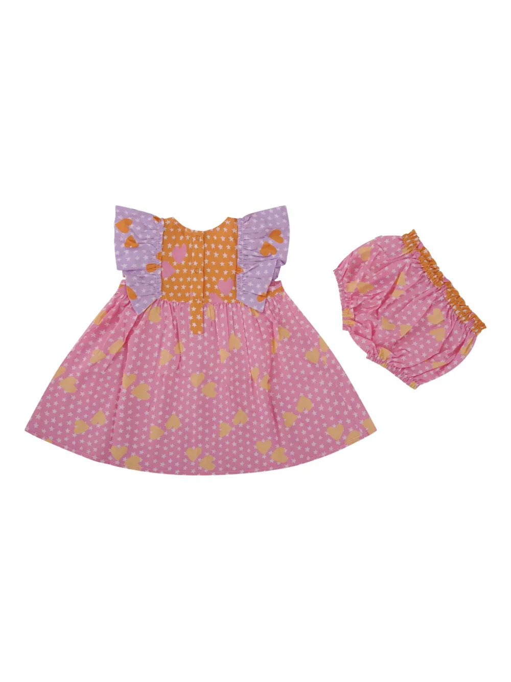 Платье с оборками и принтом в виде сердечек Stella Mccartney Kids, розовый — фото 2