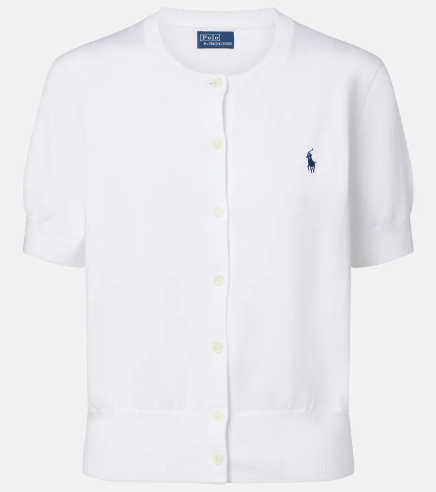 Кардиган из смесовой хлопковой ткани Polo Ralph Lauren, белый
