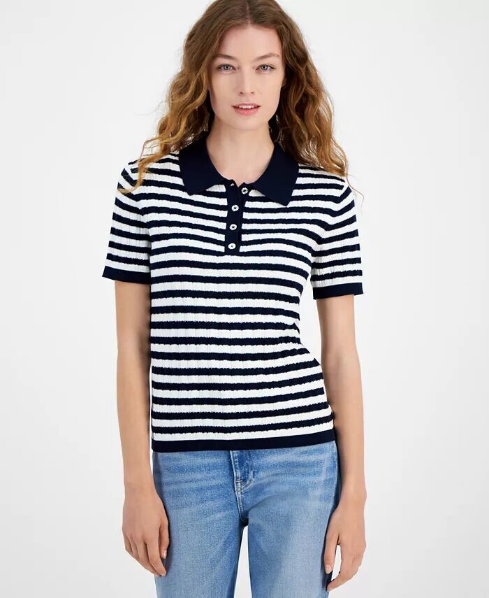 

Женский полосатый свитер-поло с короткими рукавами Tommy Hilfiger, мультиколор