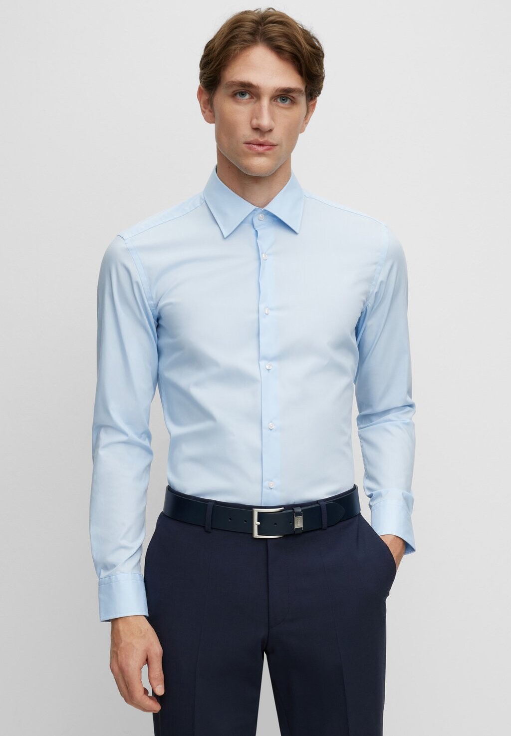 

Классическая рубашка Hank BOSS, цвет light pastel blue