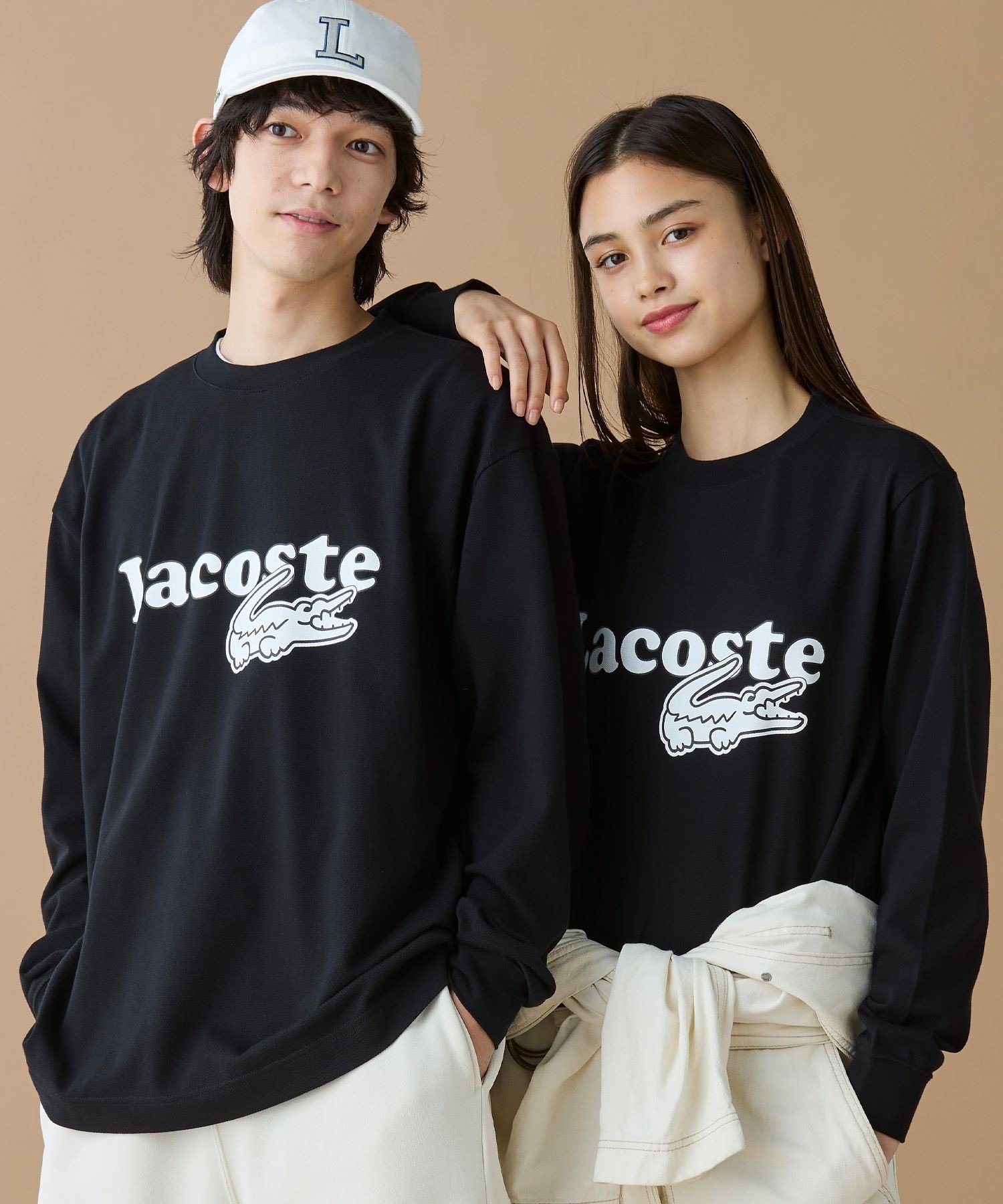 Футболка LACOSTE с принтом оверсайз, Black