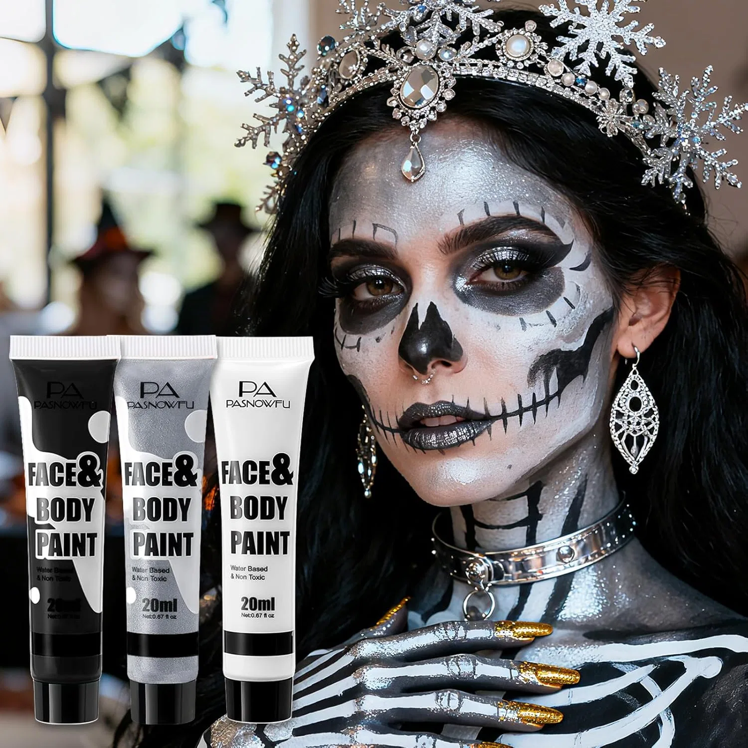 Набор аквагрима для лица и тела от Black White Silver Pasnowfu, Black White Silver — фото 2